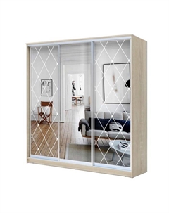 Шкаф-купе Хит-22-18/2-656, 1800×620×2200 мм, цвет дуб сонома, ромб большой на зеркале Аллоджио