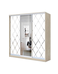 Шкаф-купе Хит-22-18/2-656, 1800×620×2200 мм, цвет дуб сонома, ромб большой на матовом Аллоджио