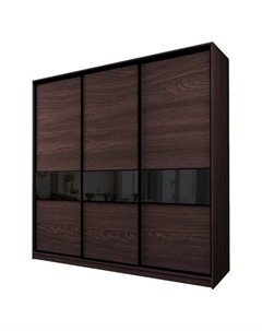 Шкаф-купе Max-МШ-23-6-27/2-999, 2666×600×2300 мм, цвет венге / стекло чёрное Аллоджио