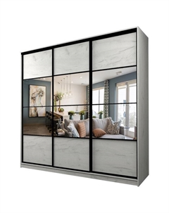 Шкаф-купе Max-МШ-23-6-24/2-777, 2400×600×2300 мм, зеркало, цвет дуб крафт белый Аллоджио