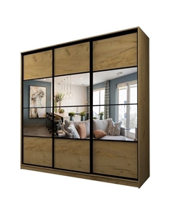 Шкаф-купе Max-МШ-23-6-24-777, 2400×600×2300 мм, зеркало, цвет дуб крафт золотой Аллоджио