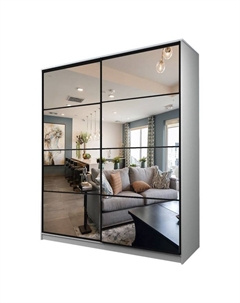 Шкаф-купе Max-МШ-23-6-22/2-55, 2200×600×2300 мм, зеркало, цвет белый шагрень Аллоджио