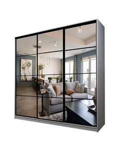 Шкаф-купе Max-МШ-23-6-24-555, 2400×600×2300 мм, зеркало, цвет ясень анкор светлый Аллоджио