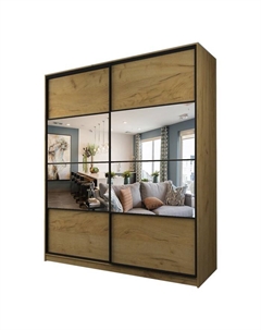 Шкаф-купе Max-МШ-23-6-22/2-77, 2200×600×2300 мм, зеркало, цвет дуб крафт золотой Аллоджио