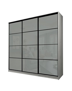 Шкаф-купе Max-МШ-23-6-24-222, 2400×600×2300 мм, дуб крафт белый / стекло светло-серое Аллоджио