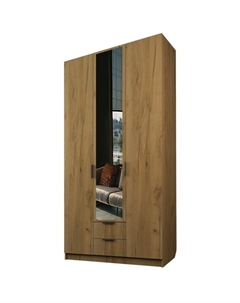 Шкаф 3-х дверный «Экон», 1200×520×2300 мм, 2 ящика, 1 зеркало, цвет дуб крафт золотой Аллоджио