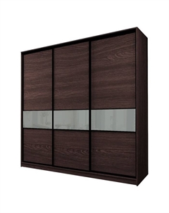 Шкаф-купе Max-МШ-23-6-27/2-999, 2666×600×2300 мм, цвет венге / стекло светло-серое Аллоджио