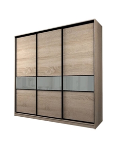 Шкаф-купе Max-МШ-23-6-27/2-999, 2666×600×2300 мм, цвет дуб сонома / стекло светло-серое Аллоджио