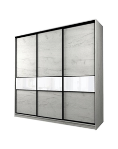 Шкаф-купе Max-МШ-23-6-27/2-999, 2666×600×2300 мм, цвет дуб крафт белый / стекло белое Аллоджио