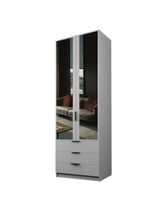 Шкаф 2-х дверный «Экон», 800×520×2300 мм, 3 ящика, зеркало, штанга, цвет серый шагрень Аллоджио