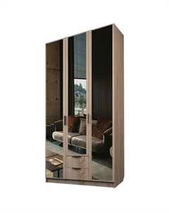 Шкаф 3-х дверный «Экон», 1200×520×2300 мм, 2 ящика, 3 зеркала, цвет дуб сонома Аллоджио