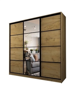 Шкаф-купе Max-МШ-23-6-27/2-151, 2666×600×2300 мм, зеркало, цвет дуб крафт золотой Аллоджио