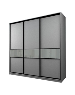 Шкаф-купе Max-МШ-23-6-27/2-999, 2666×600×2300 мм, серый шагрень / стекло светло-серое Аллоджио