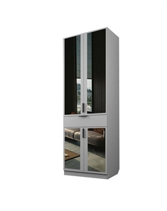 Шкаф 2-х дверный «Экон», 800×520×2300 мм, 1 ящик, зеркало, штанга, цвет серый шагрень Аллоджио