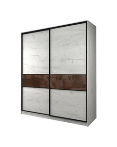 Шкаф-купе Max-МШ-23-6-22/2-99, 2200×600×2300 мм, цвет дуб крафт белый / стекло шоколад Аллоджио