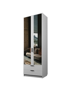 Шкаф 2-х дверный «Экон», 800×520×2300 мм, 2 ящика, зеркало, штанга, цвет белый Аллоджио