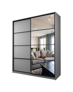 Шкаф-купе Max-МШ-23-6-20/2-15, 2000×600×2300 мм, зеркало, цвет серый шагрень Аллоджио