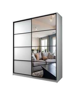 Шкаф-купе Max-МШ-23-6-20/2-15, 2000×600×2300 мм, зеркало, цвет белый шагрень Аллоджио