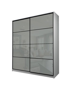Шкаф-купе Max-МШ-23-6-22/2-22, 2200×600×2300 мм, цвет белый шагрень / стекло светло-серое Аллоджио