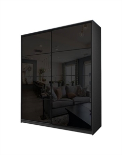 Шкаф-купе Max-МШ-23-6-22/2-22, 2200×600×2300 мм, цвет графит / стекло чёрное Аллоджио