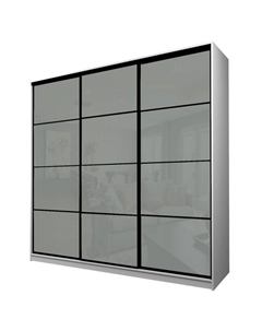 Шкаф-купе Max-МШ-23-6-24-222, 2400×600×2300 мм, цвет белый шагрень / стекло светло-серое Аллоджио