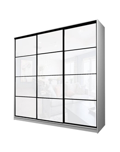Шкаф-купе Max-МШ-23-6-24-222, 2400×600×2300 мм, цвет белый шагрень / стекло белое Аллоджио