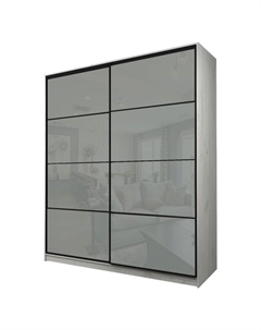 Шкаф-купе Max-МШ-23-6-22/2-22, 2200×600×2300 мм, дуб крафт белый / стекло светло-серое Аллоджио