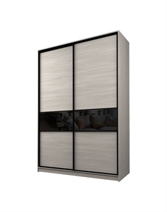 Шкаф-купе Max-МШ-23-6-18-99, 1800×600×2300 мм, цвет ясень шимо светлый / стекло чёрное Аллоджио