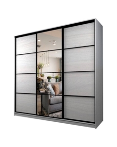 Шкаф-купе Max-МШ-23-6-24/2-151, 2400×600×2300 мм, зеркало, цвет ясень анкор светлый Аллоджио