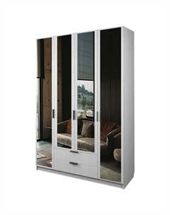 Шкаф 4-х дверный «Экон», 1600×520×2300 мм, 2 ящика, 4 зеркала, цвет ясень анкор светлый Аллоджио