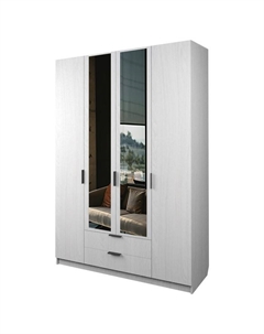 Шкаф 4-х дверный «Экон», 1600×520×2300 мм, 2 ящика, 2 зеркала, цвет ясень анкор светлый Аллоджио