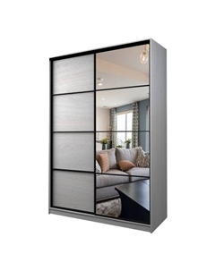 Шкаф-купе Max-МШ-23-6-18-15, 1800×600×2300 мм, зеркало, цвет ясень анкор светлый Аллоджио