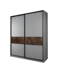 Шкаф-купе Max-МШ-23-6-22/2-99, 2200×600×2300 мм, цвет серый шагрень / стекло шоколад Аллоджио