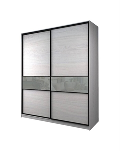 Шкаф-купе Max-МШ-23-6-20/2-99, 2000×600×2300 мм, ясень анкор светлый/стекло светло-серое Аллоджио