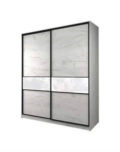 Шкаф-купе Max-МШ-23-6-22/2-99, 2200×600×2300 мм, цвет дуб крафт белый / стекло белое Аллоджио