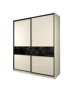 Шкаф-купе Max-МШ-23-6-22/2-99, 2200×600×2300 мм, цвет дуб молочный / стекло чёрное Аллоджио