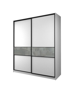 Шкаф-купе Max-МШ-23-6-20/2-99, 2000×600×2300 мм, цвет белый шагрень / стекло светло-серое Аллоджио