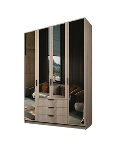 Шкаф 4-х дверный «Экон», 1600×520×2300 мм, 3 ящика, 4 зеркала, цвет дуб сонома Аллоджио