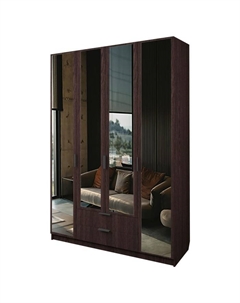 Шкаф 4-х дверный «Экон», 1600×520×2300 мм, 2 ящика, 4 зеркала, цвет венге Аллоджио