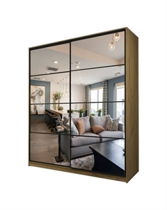 Шкаф-купе Max-МШ-23-6-20/2-55, 2000×600×2300 мм, зеркало, цвет дуб крафт золотой Аллоджио