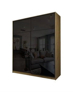 Шкаф-купе Max-МШ-23-6-20/2-22, 2000×600×2300 мм, цвет дуб крафт золотой / стекло чёрное Аллоджио