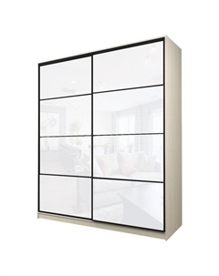 Шкаф-купе Max-МШ-23-6-20/2-22, 2000×600×2300 мм, цвет дуб молочный / стекло белое Аллоджио