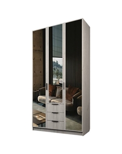 Шкаф 3-х дверный «Экон», 1200×520×2300 мм, 3 ящика, 3 зеркала, цвет дуб крафт белый Аллоджио