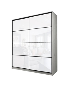 Шкаф-купе Max-МШ-23-6-20/2-22, 2000×600×2300 мм, цвет дуб крафт белый / стекло белое Аллоджио