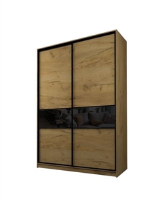 Шкаф-купе Max-МШ-23-6-16-99, 1600×600×2300 мм, цвет дуб крафт золотой / стекло чёрное Аллоджио
