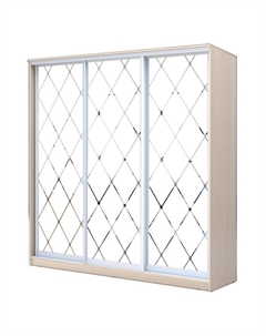 Шкаф-купе Хит-22-18/2-666, 1800×620×2200 мм, цвет дуб молочный, ромб большой на матовом Аллоджио