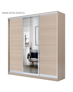 Шкаф-купе Хит-22-18/2-151, 1800×620×2200 мм, ЛДСП/зеркало, цвет ясень шимо светлый Аллоджио