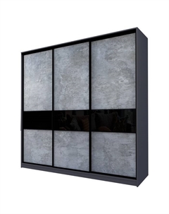 Шкаф-купе Max-МШ-23-6-27/2-999, 2666×600×2300 мм, цвет метрополитан грей / стекло чёрное Аллоджио