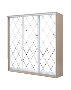 Шкаф-купе Хит-22-18-666, 1800×620×2200 мм, ясень шимо светлый, ромб большой на матовом Аллоджио