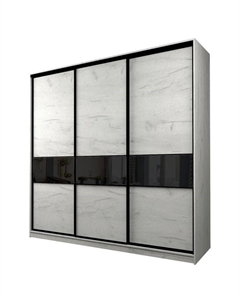 Шкаф-купе Max-МШ-23-6-24-999, 2400×600×2300 мм, цвет дуб крафт белый / стекло чёрное Аллоджио